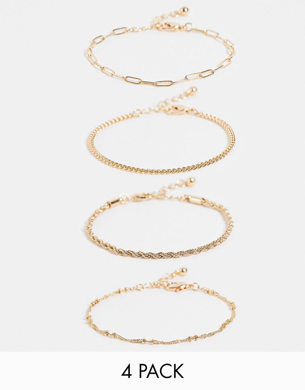 ASOS DESIGN pack of 4 fine chain bracelets Product Image