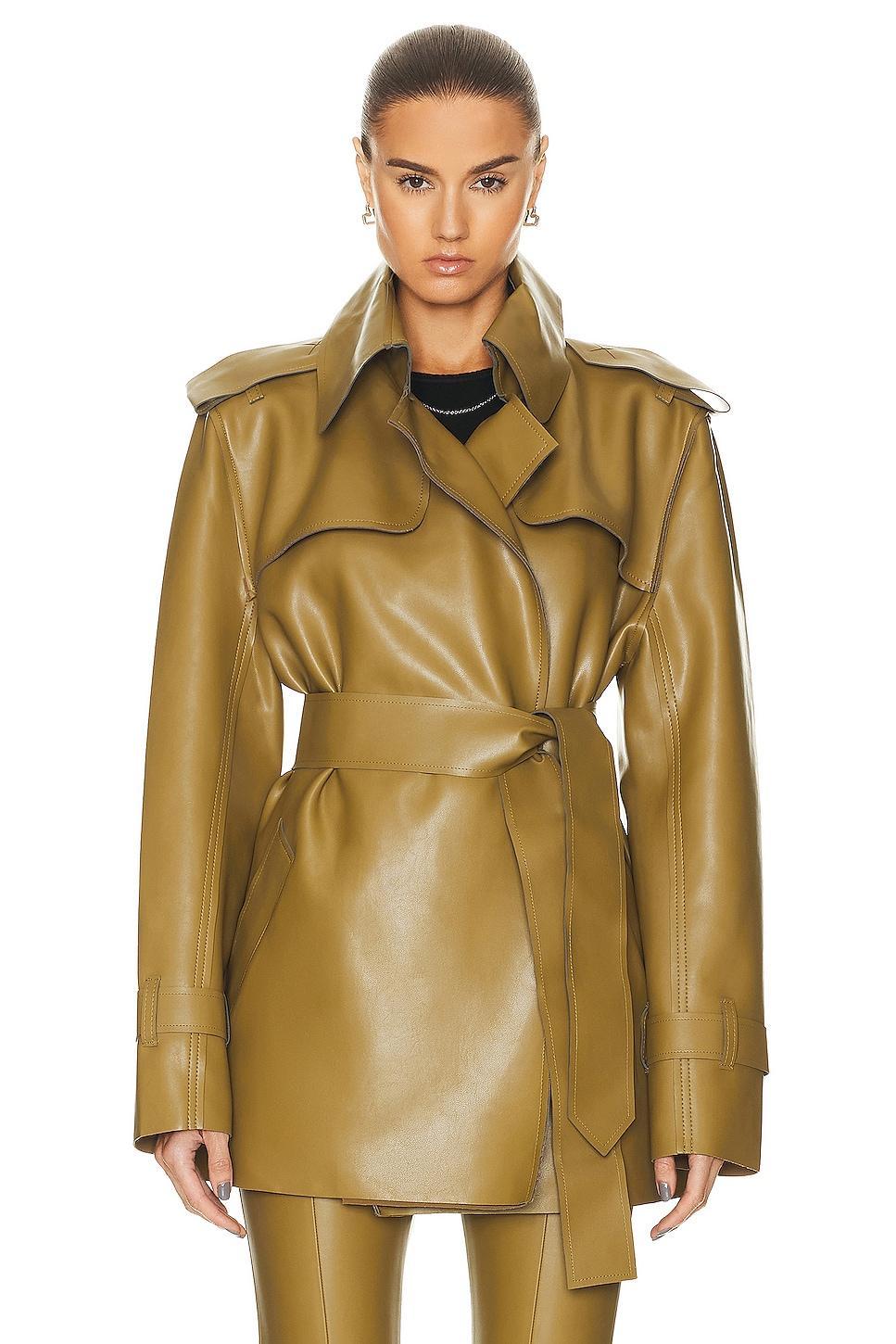 Norma Kamali Double Breasted Trench Coat in Olive Product Image