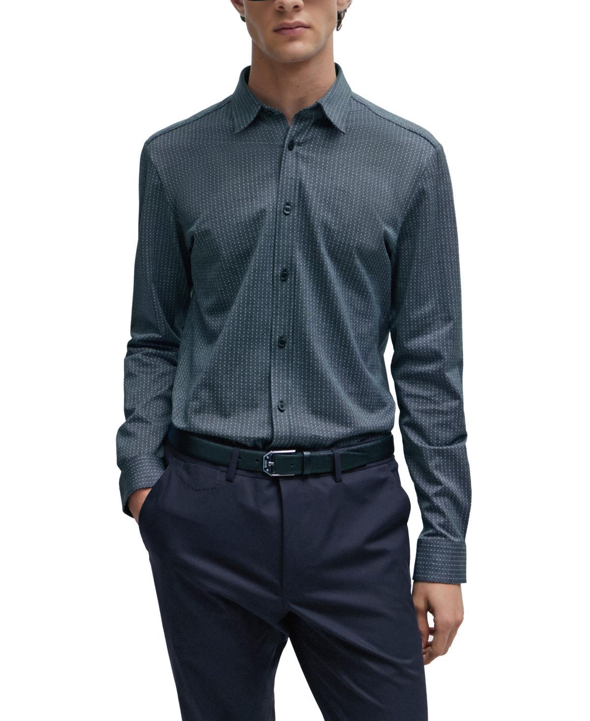 Boss by Hugo Boss Mens Structured Cotton Jacquard Slim-Fit Dress Shirt Product Image