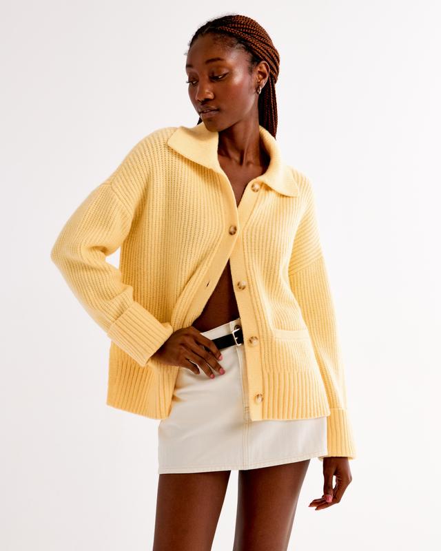 Ribbed Collared Cardigan Product Image