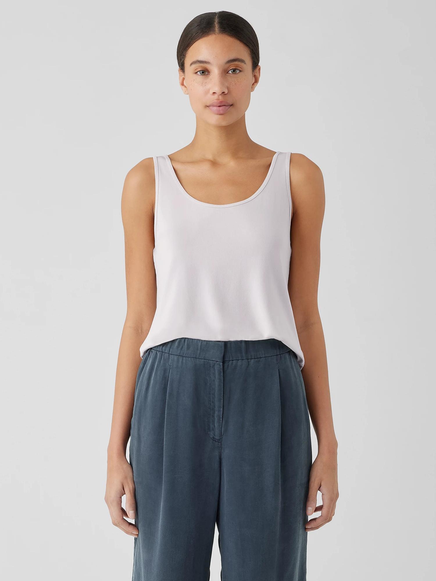 EILEEN FISHER Stretch Silk Jersey Scoop Neck Tankfemale Product Image