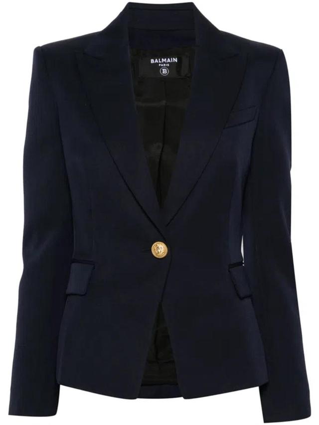 BALMAIN Peak-lapel Single-breasted Blazer In Blue Product Image