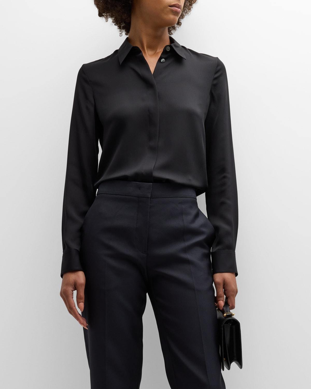 Theory Fitted Shirt in Silk Georgette  female Product Image