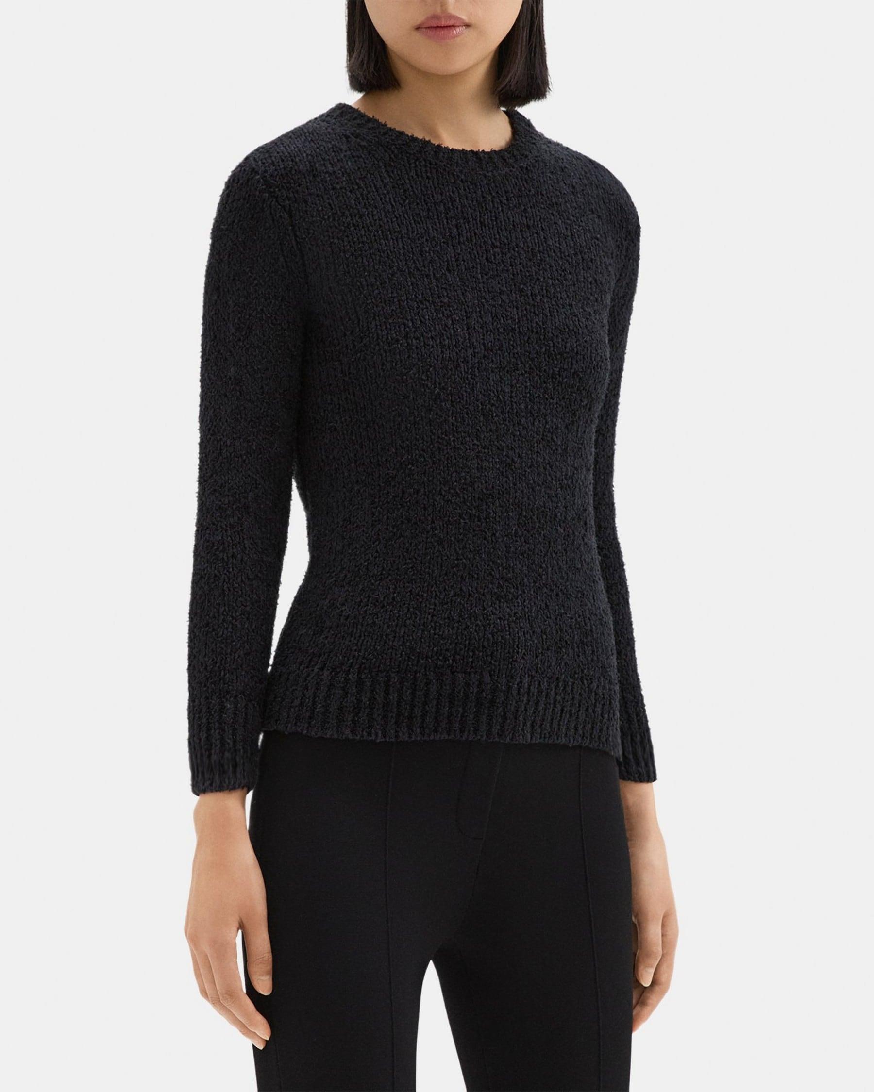 Shrunken Crewneck Sweater in Feather Cotton-Blend Product Image