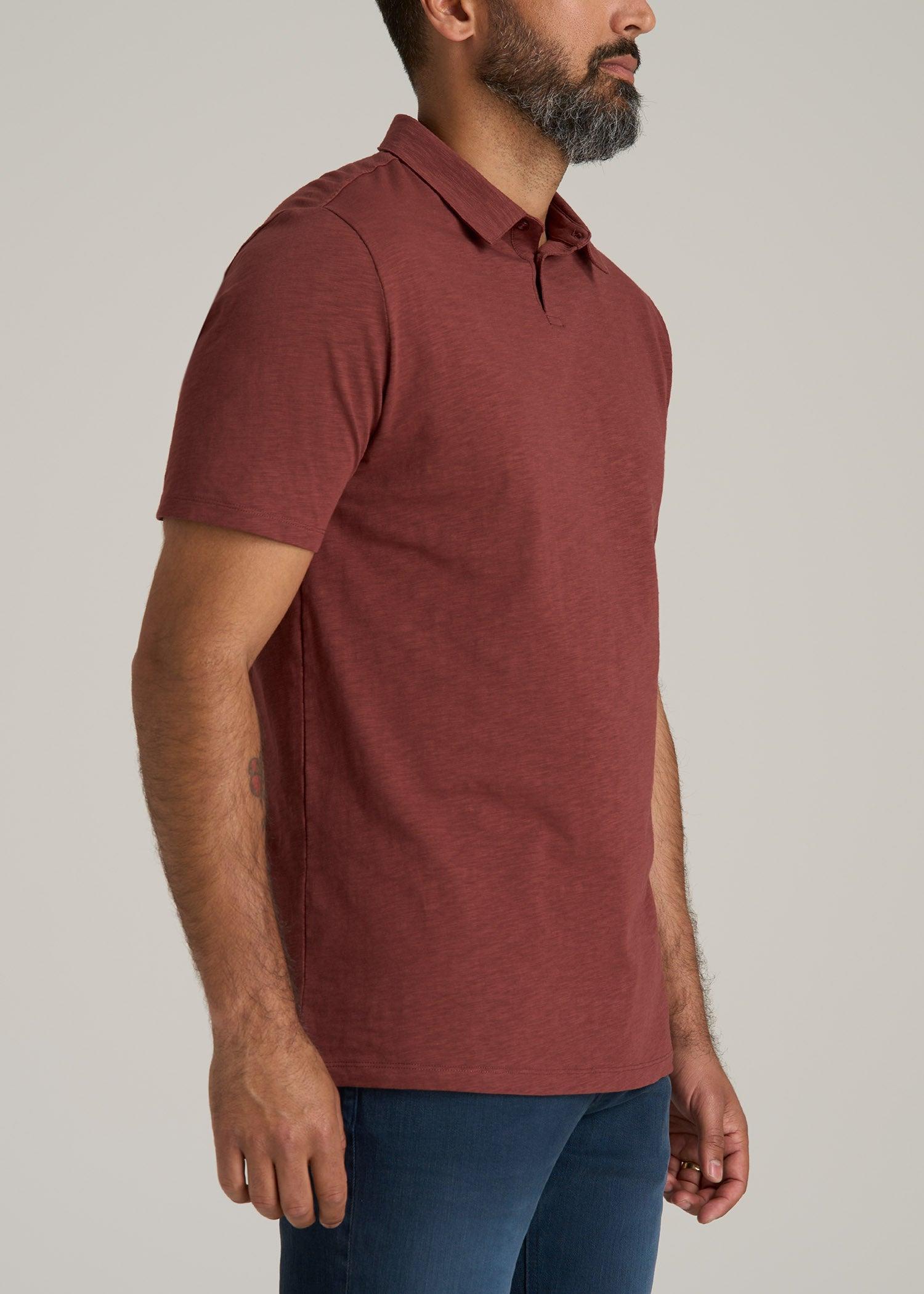 Slub Self Collar Tall Polo Shirt in Intense Rust Male Product Image