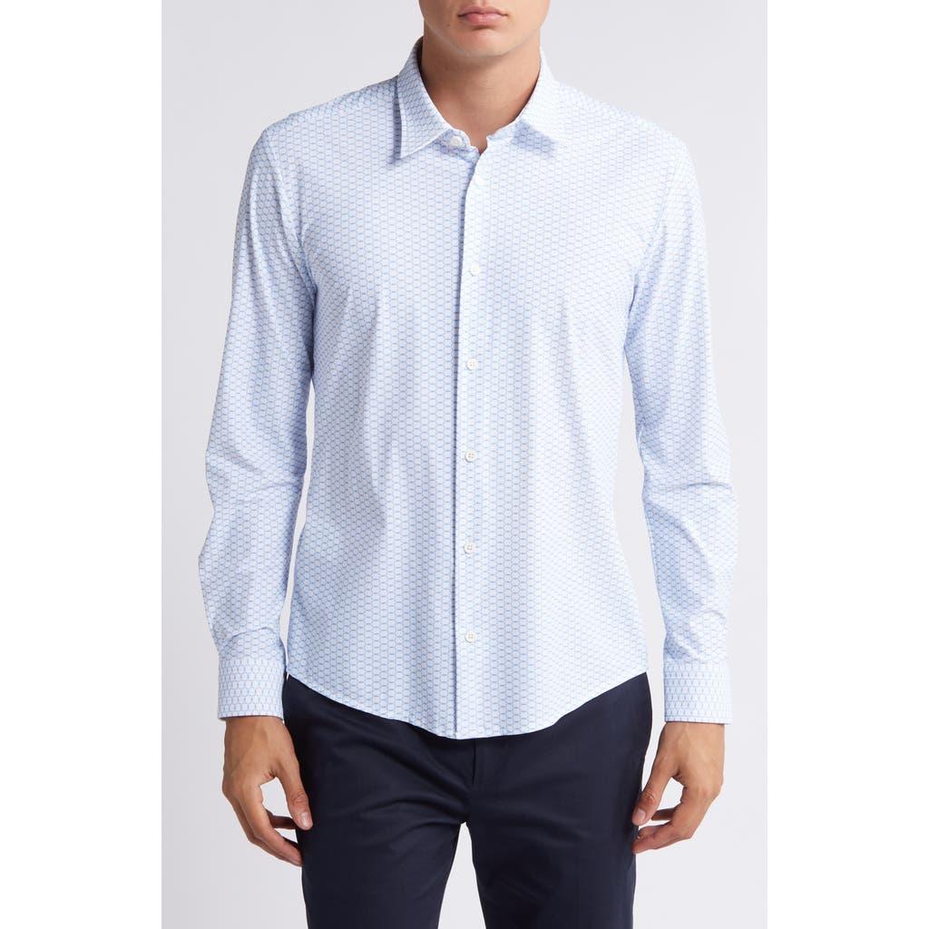 HUGO BOSS Slim-fit Shirt In Printed Performance-stretch Jersey In Light Blue Product Image