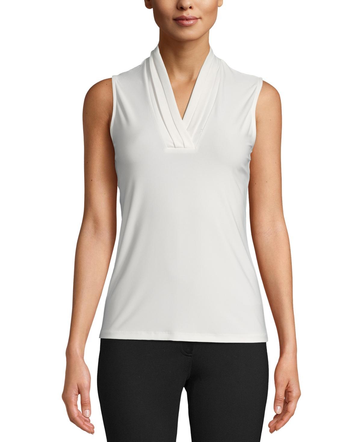 Anne Klein Womens Sleeveless Pleated V-Neck Shell Top - Amrnth Product Image