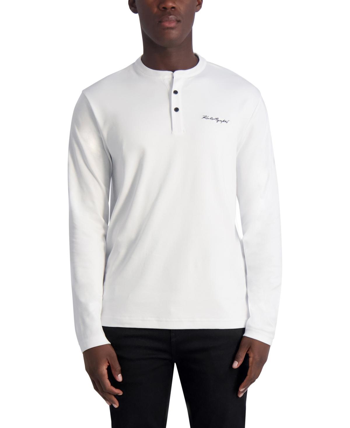 Karl Lagerfeld Paris Mens Karl Lagerfeld Signature Long Sleeve Henley T-shirt Product Image