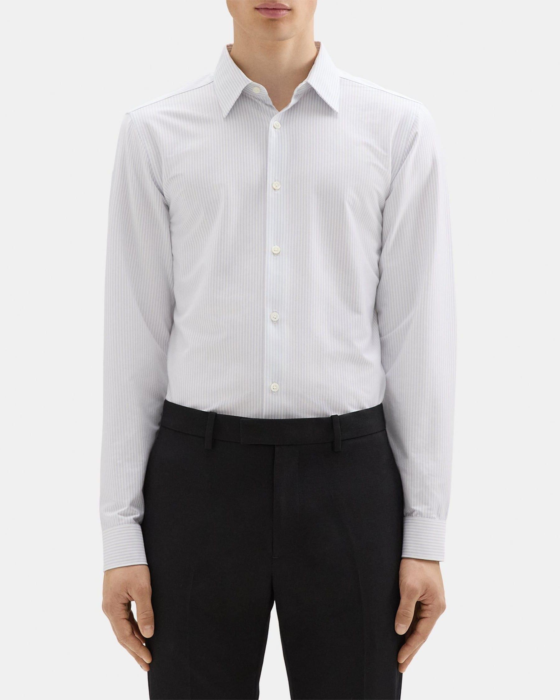 Tailored Shirt in Striped Structure Knit Product Image