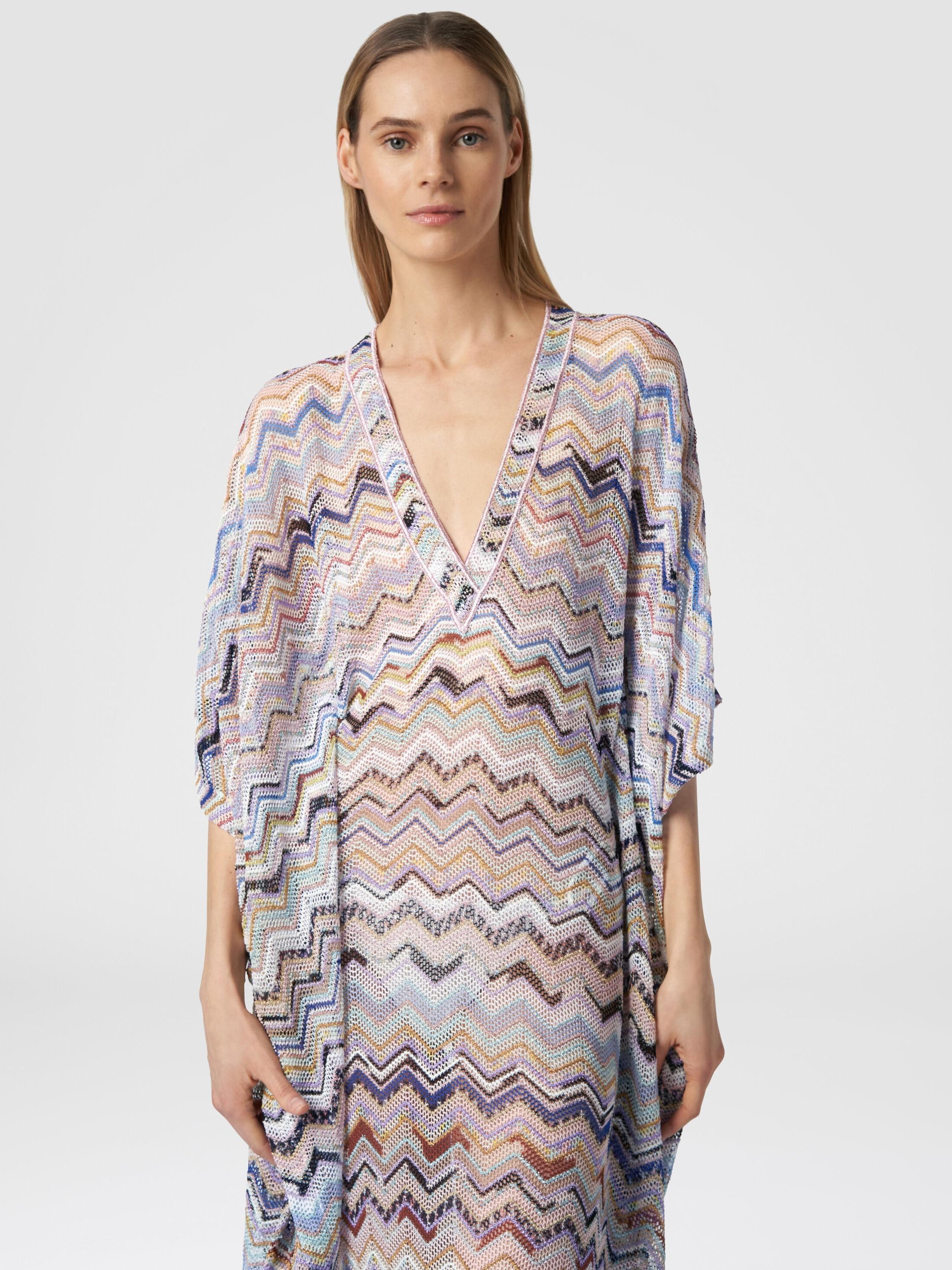 Long cover up kaftan in zigzag viscose with lurex Product Image