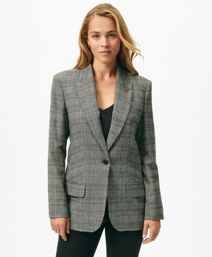 Relaxed Peak Lapel Jacket in Glen Plaid Wool Blend Product Image