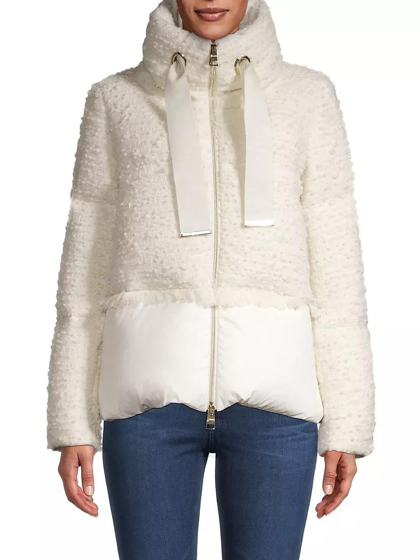 Lux Bouclé Mixed Media Bomber Jacket Product Image