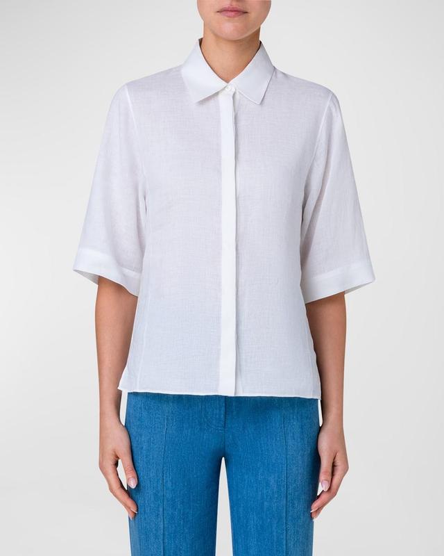 Linen Voile Collared Boxy Shirt Product Image