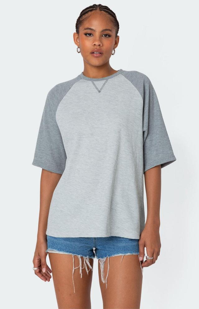 Edikted Women's Oversized Raglan Waffle T-Shirt Product Image