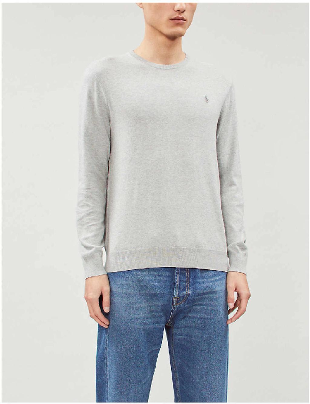 Logo-embroidered Knitted-cotton Sweater In Andover Heather (grey) Product Image