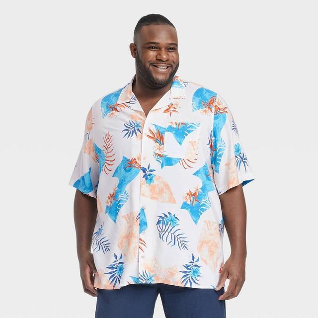 Mens Big & Tall Floral Print Short Sleeve Button-Down Shirt - Goodfellow & Co LT Product Image