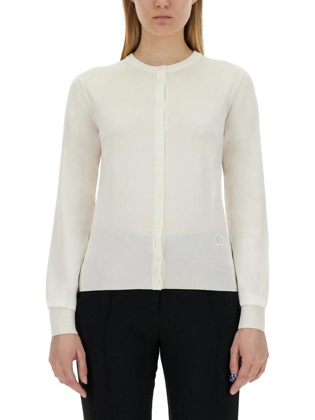 Cardigan With Lace Inlays In White Product Image