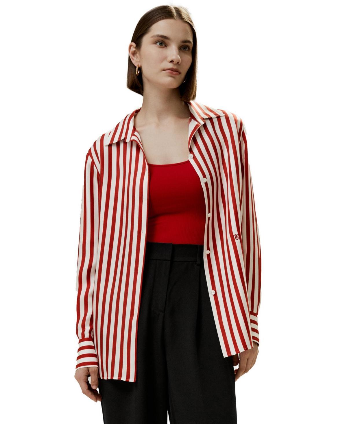 Classic Striped Silk Shirt for Women Product Image