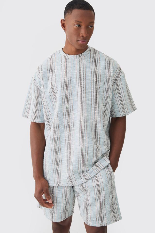 Oversized Boucle Stripe T-shirt | boohooMAN USA Product Image