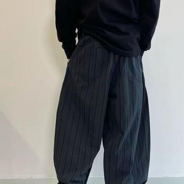 Mid Waist Striped Wide Leg Pants Product Image