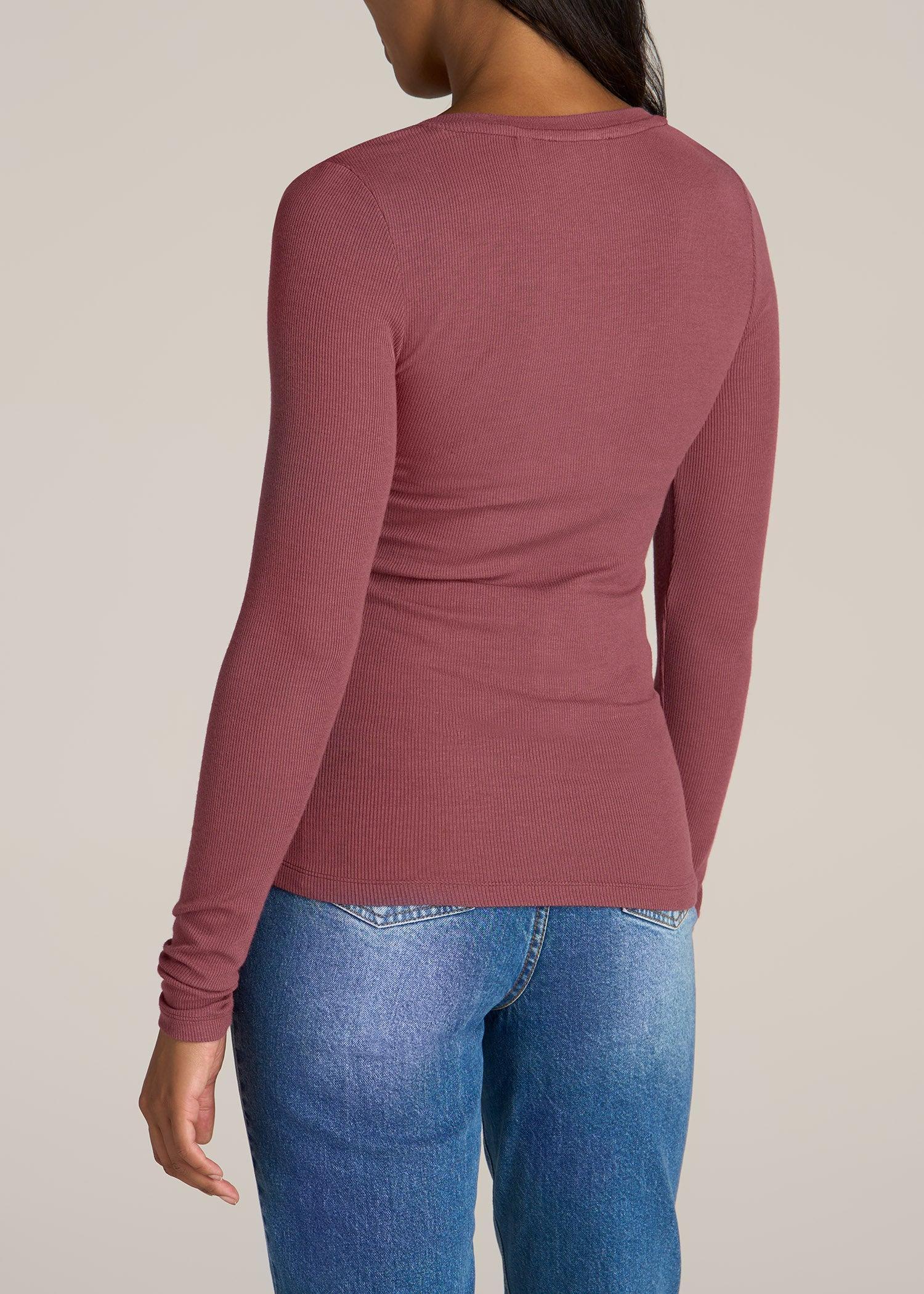 Tall Women's FITTED Ribbed Long Sleeve Henley in Astro Dust Female Product Image