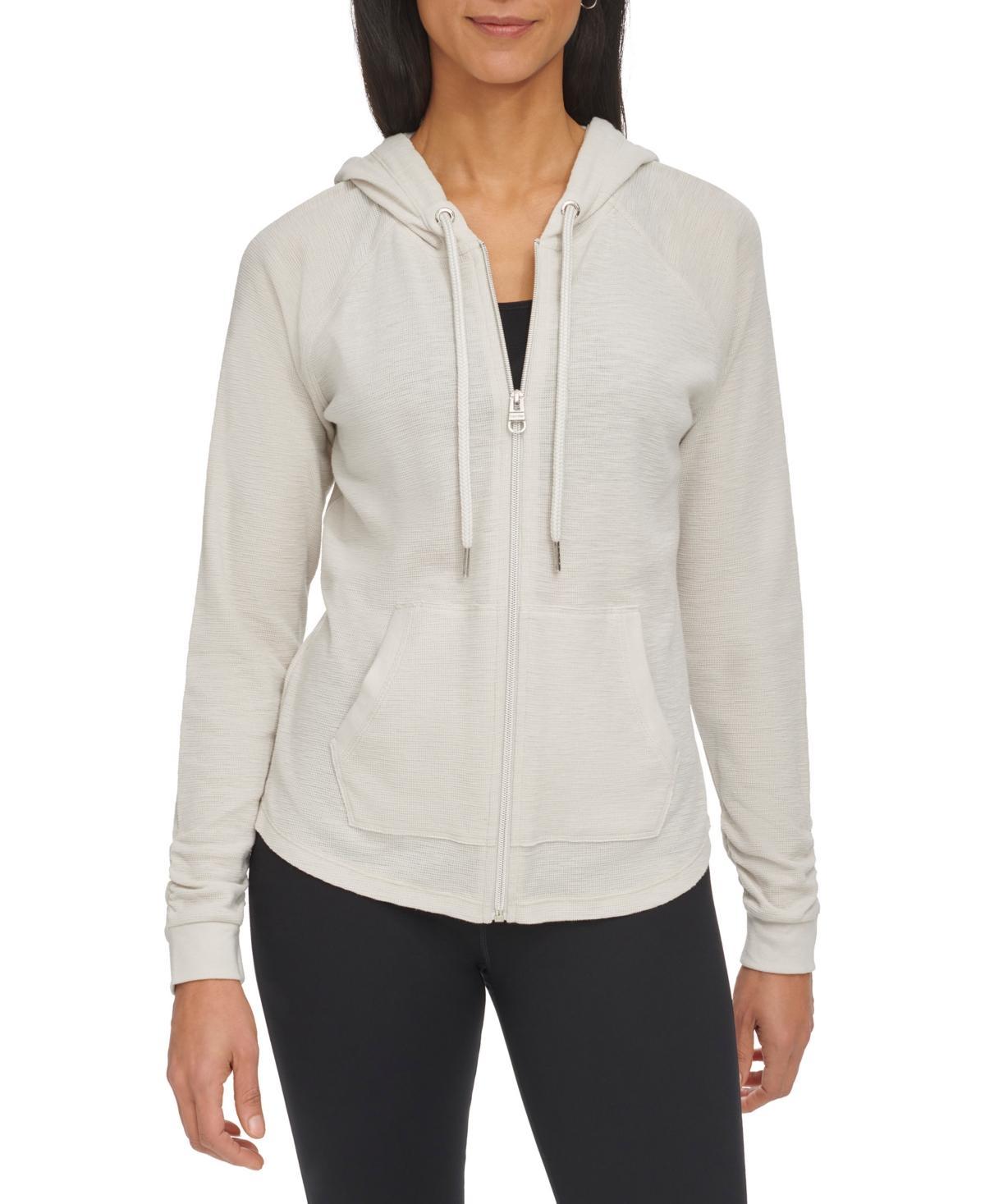 Calvin Klein Calvin Klein Women's Premium Performance Ruched Long Sleeve Zip Up Hoodie (Standard and Plus) Women's Jacket Product Image