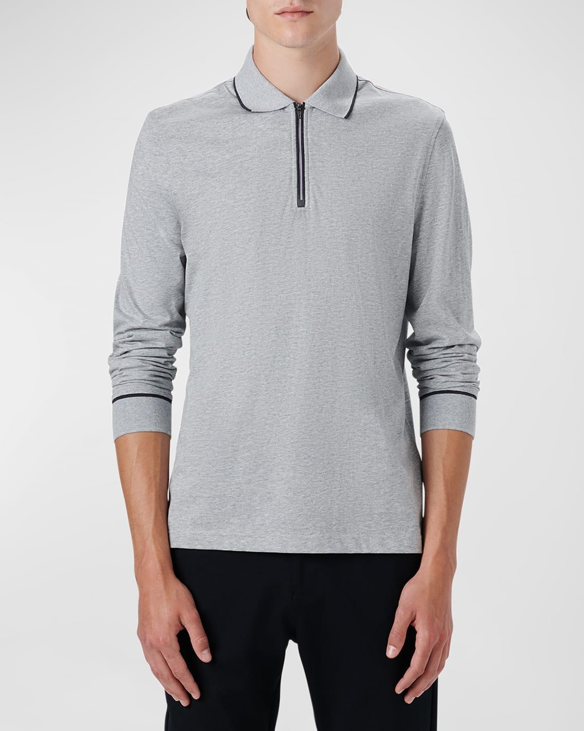 Bugatchi Tipped Long Sleeve Quarter Zip Polo Product Image