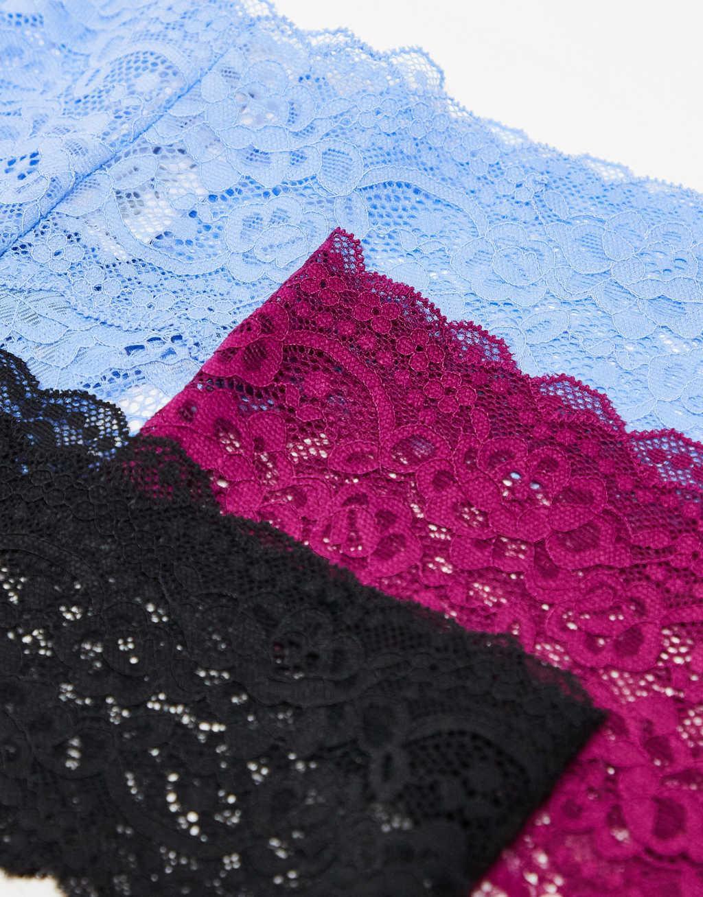 Cotton On everyday lace thong briefs 3 pack berry blue black Product Image