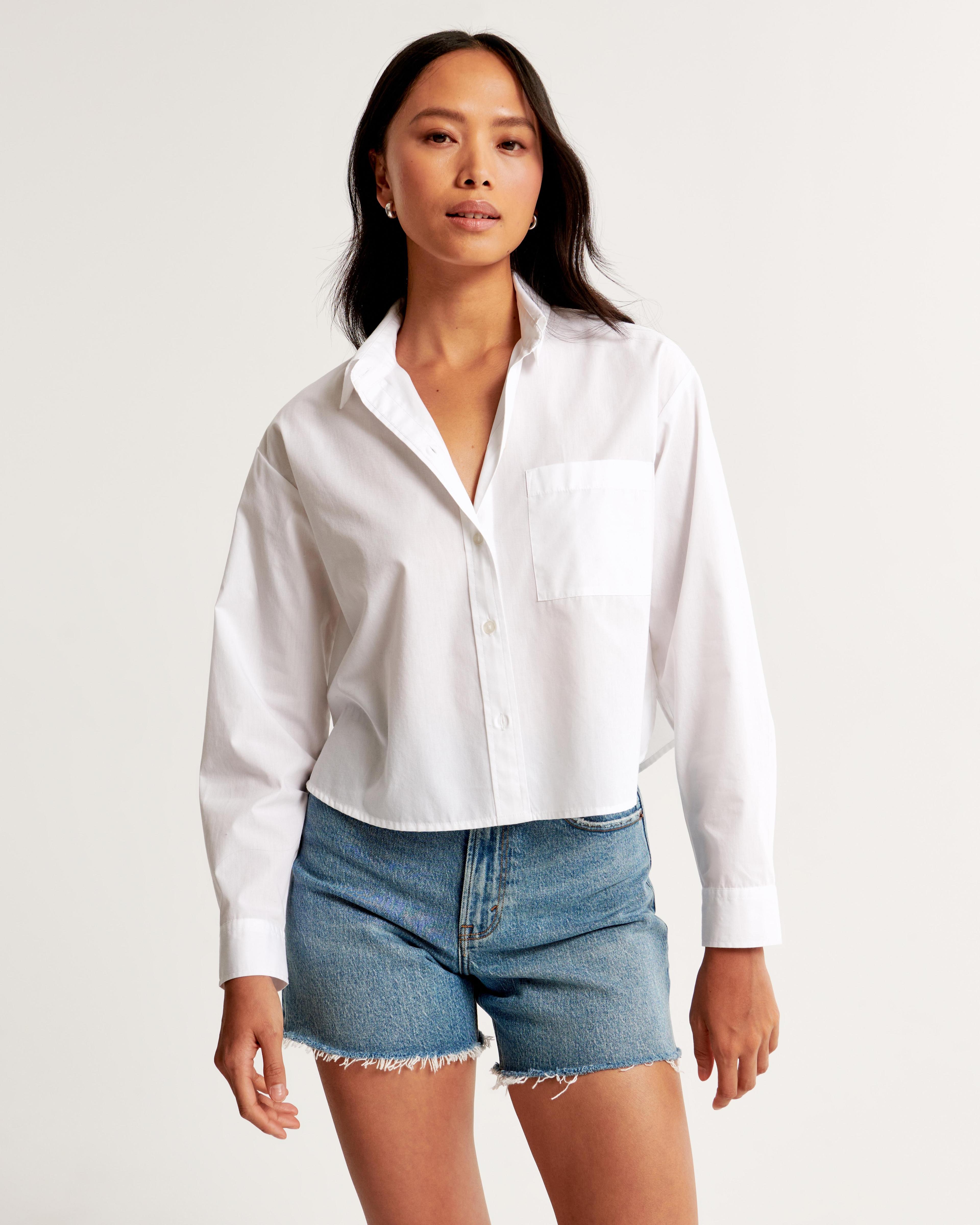 Oversized Cropped Poplin Shirt Product Image