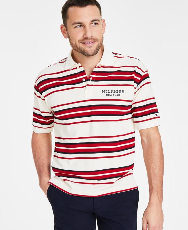 Men's Striped Honeycomb Logo Polo Shirt Product Image