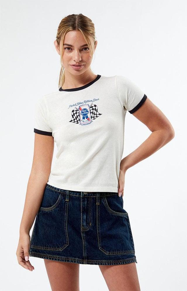 Women's Pabst Blue Ribbon T-Shirt in White/Black - Product Image