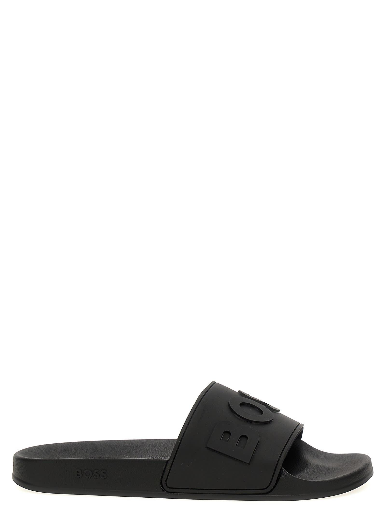 HUGO BOSS Logo-embossed Slides In Black Product Image