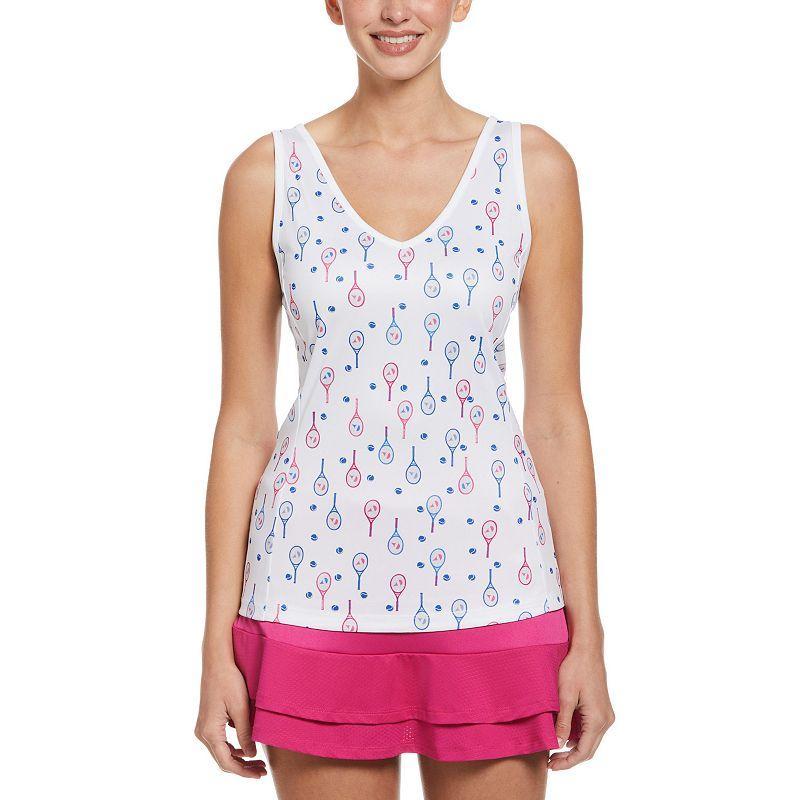 Womens Grand Slam Keyhole Back Print Tennis Tank White product image