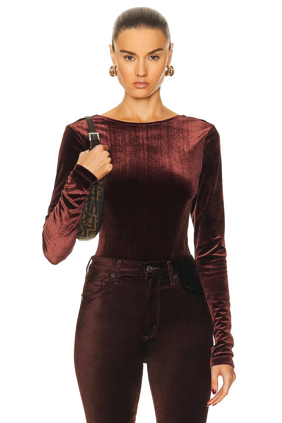 AGOLDE Corrin Scoop Back Bodysuit Brown. (also in ). Product Image