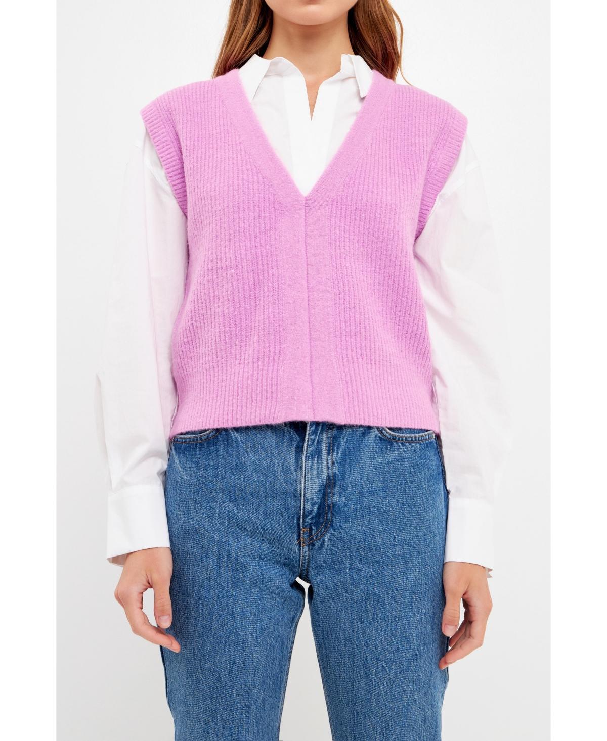 English Factory Rib Sweater Vest in Orchid at Nordstrom, Size Small Product Image