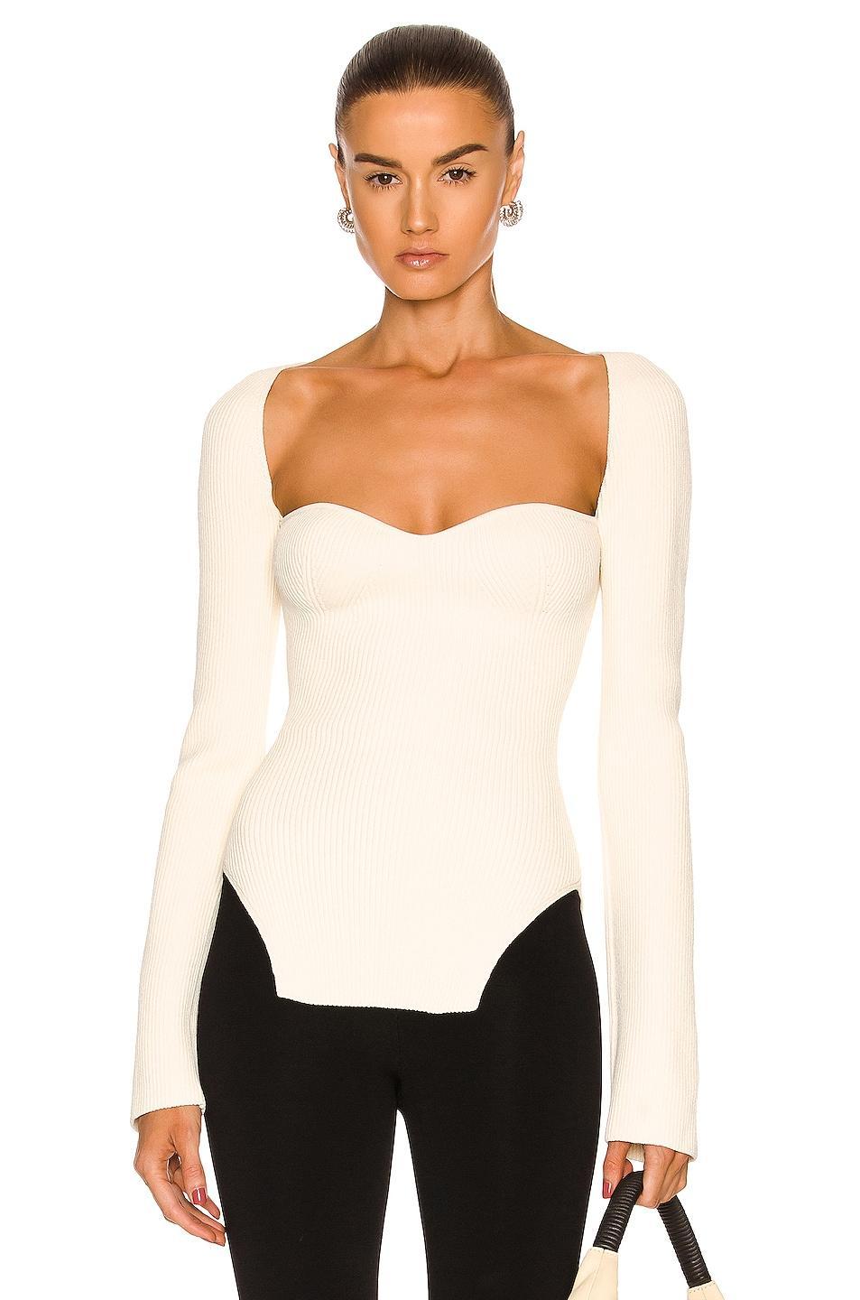 KHAITE Maddy Long Bustier Top White. (also in M). Product Image