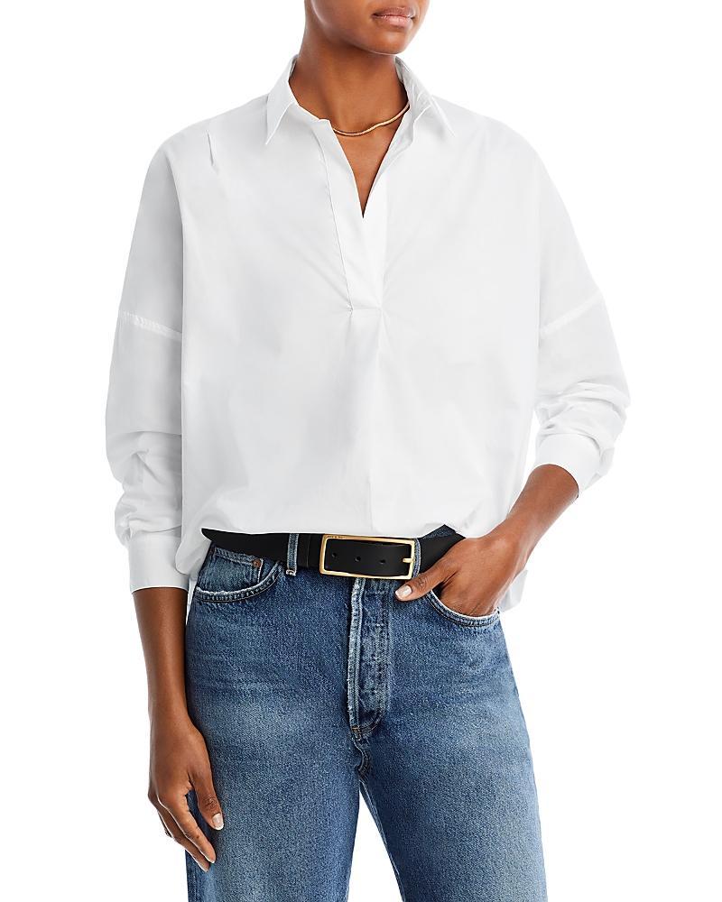 French Connection Rhodes Oversize V-Neck Poplin Shirt Product Image