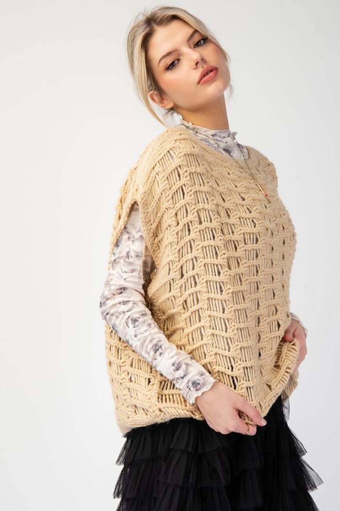 Crochet Knit Sweater Product Image