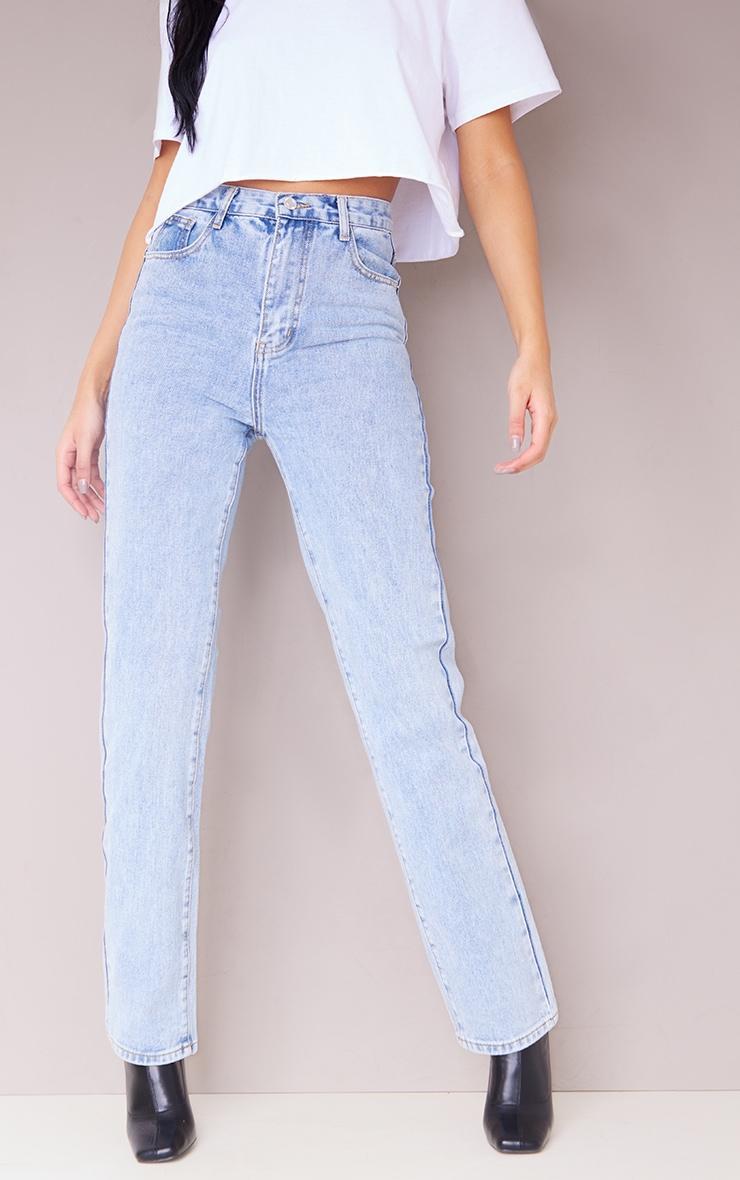 PRETTYLITTLETHING Tall Light Blue High Waist Straight Leg Jeans Product Image