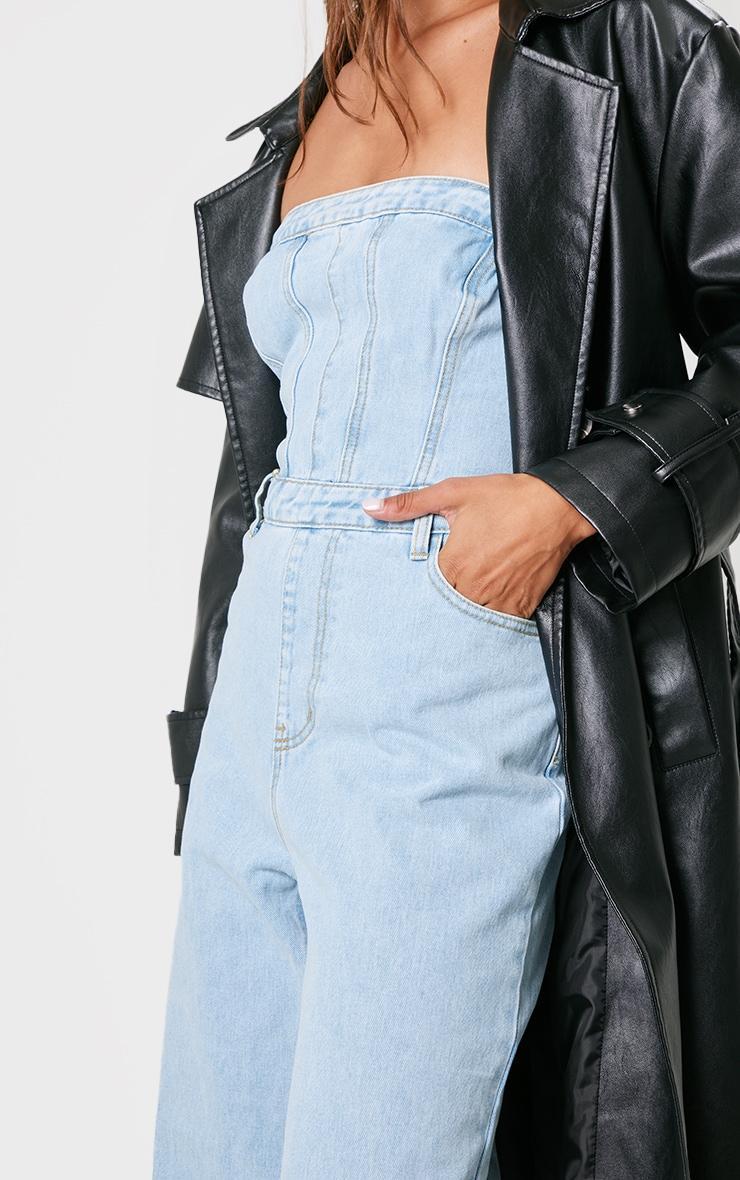 Light Blue Wash Bandeau Denim Jumpsuit Product Image