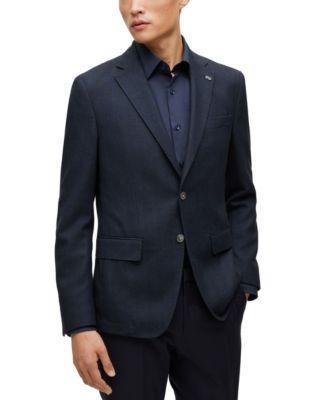 Mens Slim-Fit Jacket in Herringbone Cotton and Virgin Wool Product Image