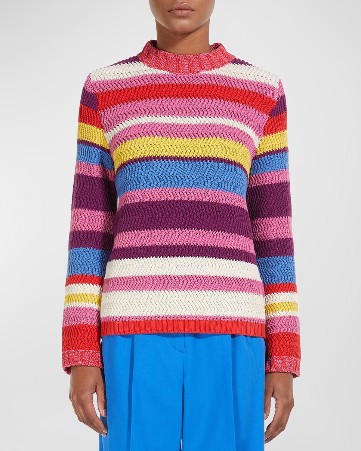 Womens Striped Mock Turtleneck Sweater Product Image