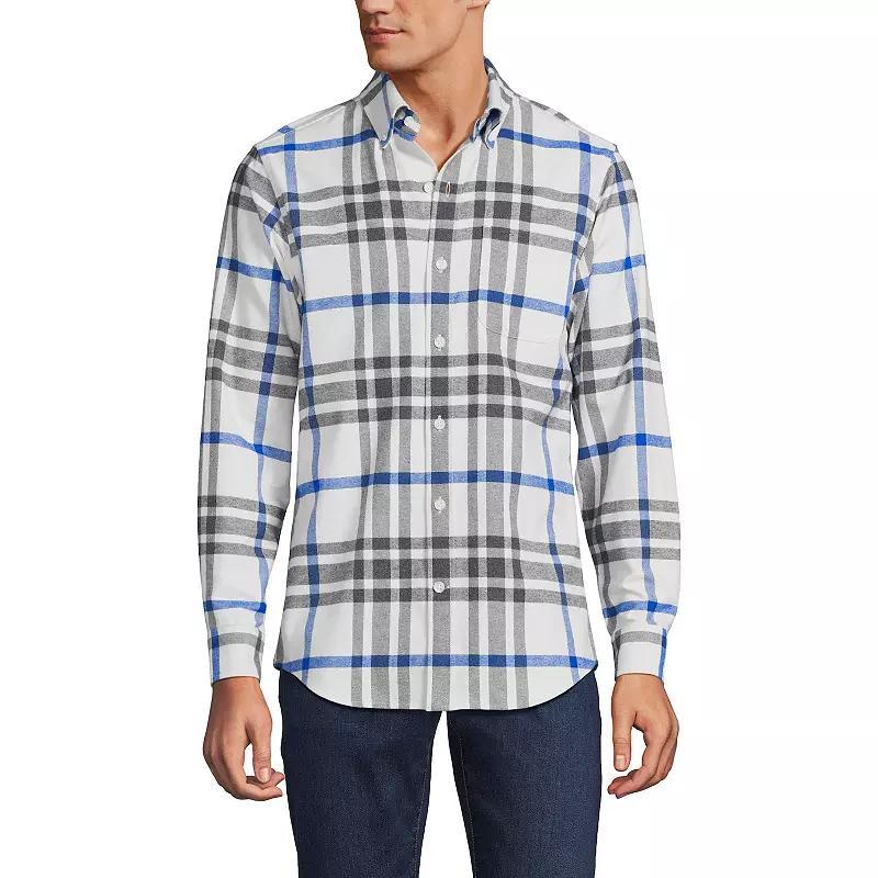 Big & Tall Lands End Tailored-Fit Flagship Flannel Shirt, Mens Balsam Green Plaid Product Image