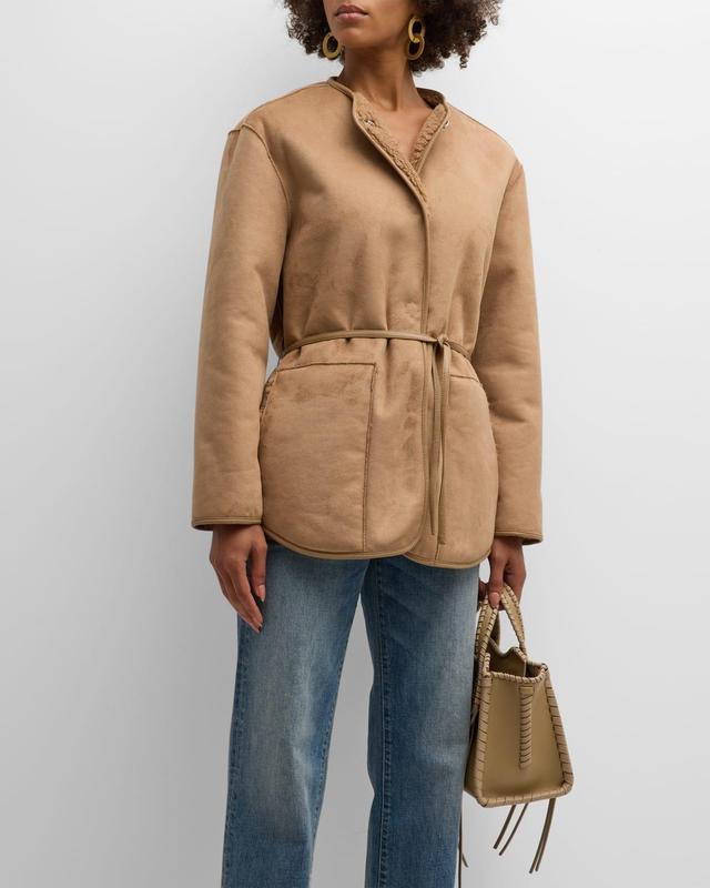 Womens Sinclair Vegan Suede Belted Jacket Product Image