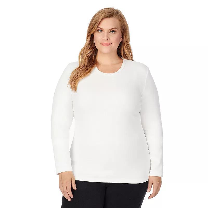 Plus Size Cuddl Duds Fleecewear Stretch Long Sleeve Crew Top, Womens Grey Heather product image