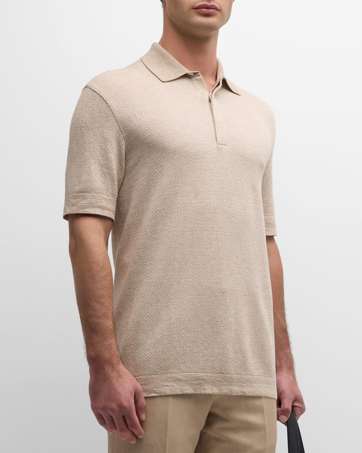 Mens Cotton-Linen Jacquard Polo Shirt Product Image