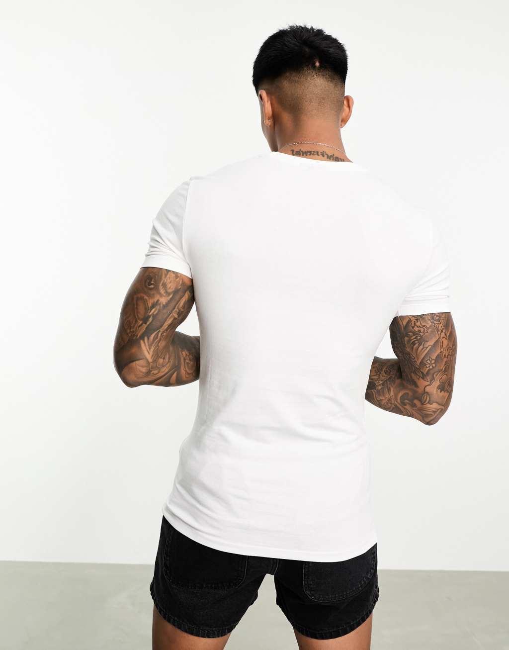 ASOS DESIGN 2 pack muscle fit t-shirts in black and white Product Image