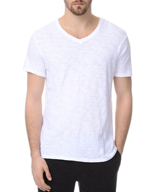 Mens Textured V-Neck Cotton T-Shirt Product Image