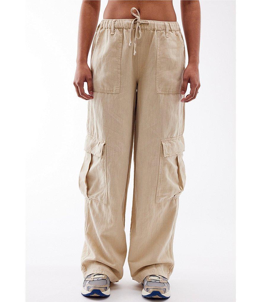 BDG Urban Outfitters Luca Mid-Rise 31#double; Inseam Linen Cargo Pants product image