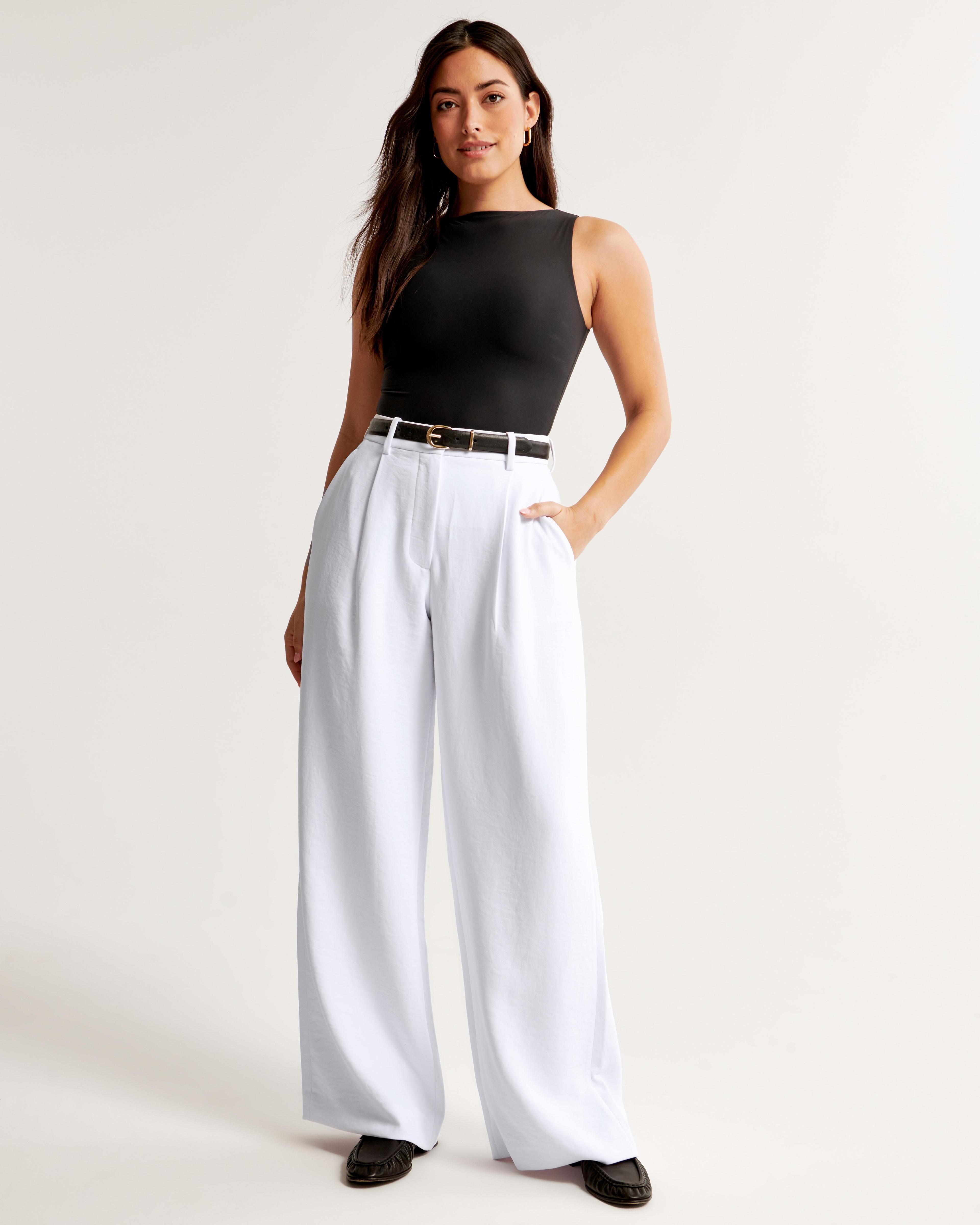 Curve Love A&F Harper Tailored Premium Crepe Ultra-Wide Leg Pant Product Image